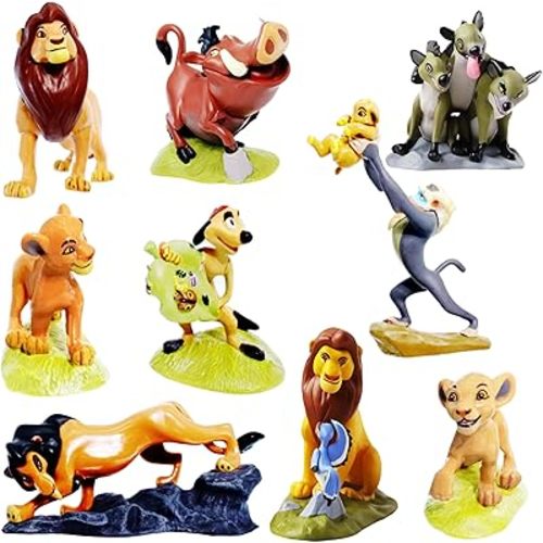 Animal Figurine Commemorative Set, Spotted Hyena&Warthog,for Party Cake Animal Decoration (9 Piece)