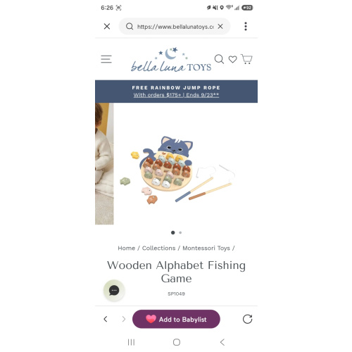 Wooden Alphabet Fishing Game