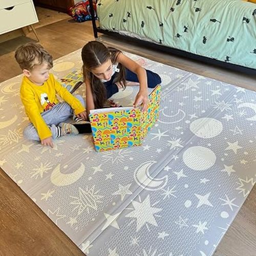 Miotetto Foldable Baby Play Mat – 78"x59" Non-Toxic, Reversible, Waterproof, Portable Baby Mat for Floor, Foam mat for Easy Storage & Travel, Large playmat for Kids, Floor mat for Any Playroom