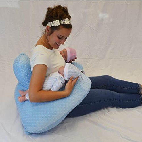 Twin Z Nursing Pillow | Bottle or Breastfeeding | Plus Size Friendly - Blue