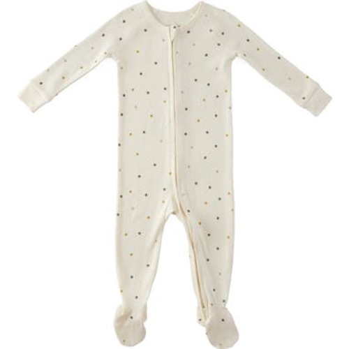 Polka Dotty Pointelle Fitted Organic Cotton One-Piece Footie Pajamas, 3-6M