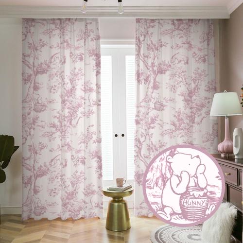 Winnie-the-Pooh Nursery Curtains: Pink French Toile Blackout, Thermal