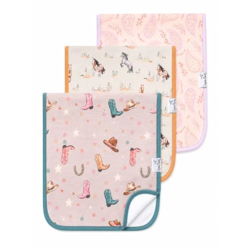 Copper Pearl Baby Burp Cloth Large 21''x10'' Size Premium Absorbent Triple Layer 3-Pack Gift Set Cheyenne