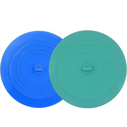 V-TOP Tub Stopper 2 Pack, 6 inches Large Silicone Drain Plug Hair Stopper Flat Suction Cover, Bathtub Accessories for Kitchen Bathroom and Laundry