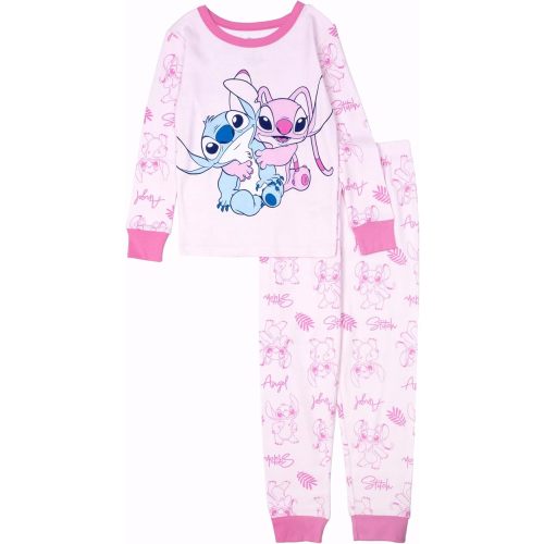 Disney Girls' 2-piece Snug-fit Cotton Holiday Matching Pajama Set, Soft & Cute for Kids