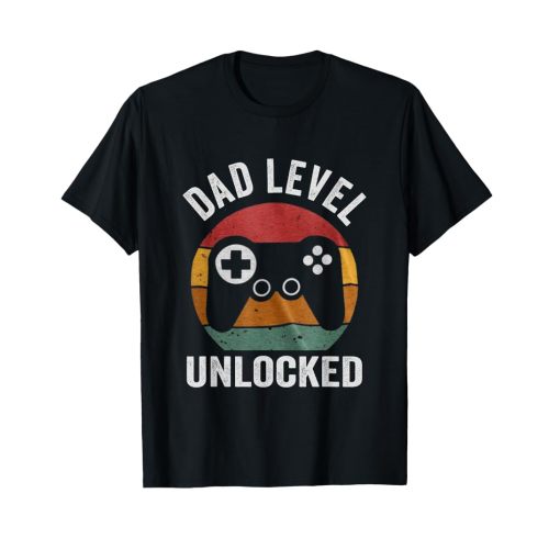 Funny New Dad Dad Level Unlocked day Gaming T-Shirt