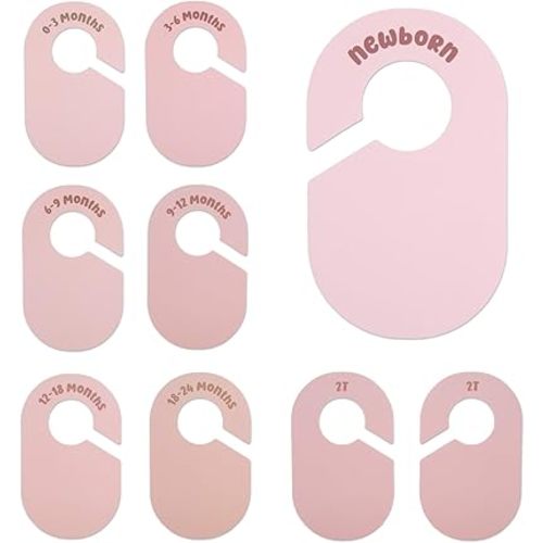8PCS Baby Clothes Dividers for Closet, Double-Sided Baby Size Closet Dividers, Nursery Closet Organizer for Newborn to 24 Months Baby Clothes (Pink)