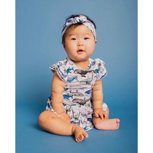 Whalecome to the Party Cap Sleeve Ruffle Dress