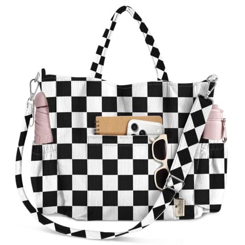Corduroy Crossbody Tote Bag for Women | Large Capacity, Zipper Closure, Multi-Pocket Storage, Adjustable Shoulder Strap, Corduroy Texture, Work Daily Essentials