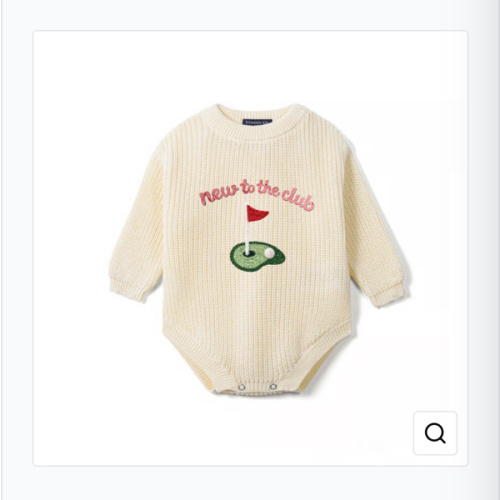Hand-Embroidered New to the Club Golf Baby Romper