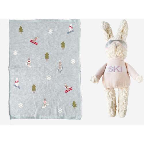 Ski Blanket and Ski Bunny Plush Set - The Blueberry Hill Featured | Maisonette