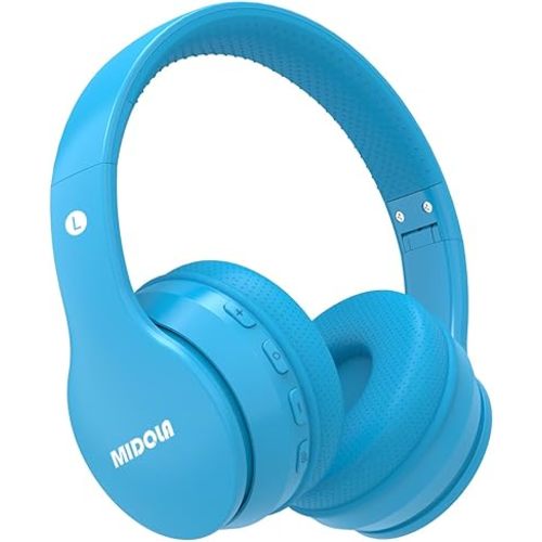 MIDOLA Kids Bluetooth Headphones 68H Play Time,Volume Limit 85/94dB, Foldable Lightweight Wireless Over-Ear Headphone for Kid Toddler Child Pad Tablet,Headsets with Built-in Mic Blue