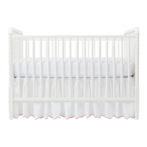 Pink Pique Crib Skirt - Long side