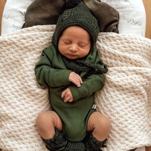 Olive Organic Long Sleeve Bodysuit | Snuggle Hunny