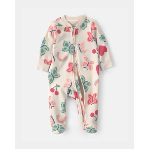 Baby Girl Butterfly Snug Fit Sleep & Play Pajamas - Ivory | Carter's