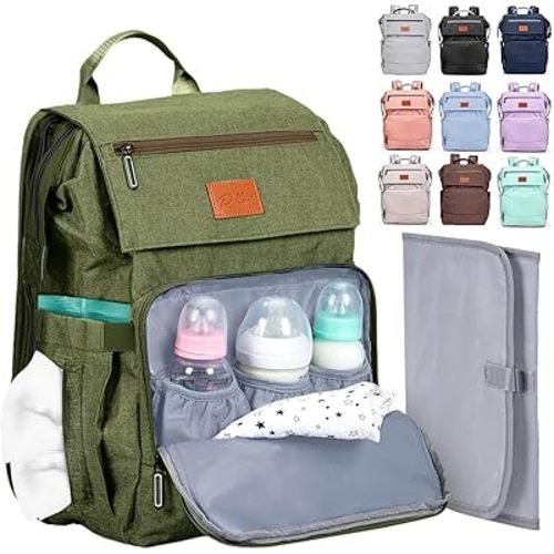 PILLANI Baby Diaper Bag Backpack - Large Bag for Boys & Girls, Waterproof Diaper Backpack - Travel Diaper Bags w/Changing Pad, Baby Registry Search & Shower Gifts - Essentials Must Haves Newborn Stuff