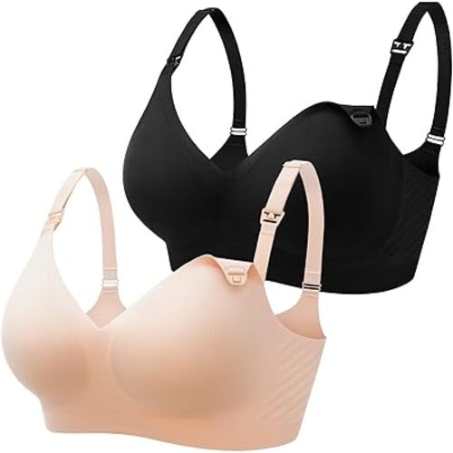 HOFISH Maternity Nursing Bras for Breastfeeding Comfort Seamless Wirefree Pregnancy Bras S-XXL with Bra Extenders & Clips