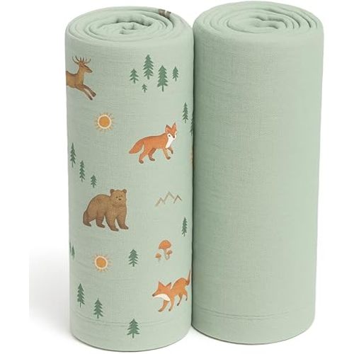 Soft 100% Cotton Swaddles for Newborns, 2- Pack - Large, Breathable Baby Blanket - Versatile, Durable Muslin Swaddle Blankets - Perfect Newborn Essentials