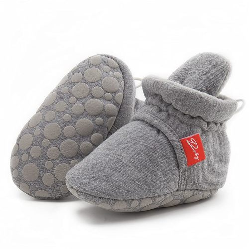 ohsofy Newborn Baby Cotton Booties Stay On Slipper Winter Warm Soft Shoes Non-Skid Infant Ankle Boots Crib Shoes