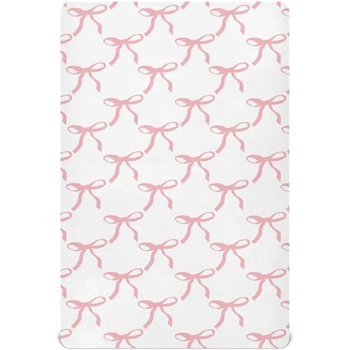 Pink Bows Crib Sheets for Boys Girl Coquette Pink Ribbon Bow Pattern Fitted Mattress Cover Watercolor Bowknotb Toddler Baby Bed Sheets Standard Unisex Crib Sheet 28x52 Inch