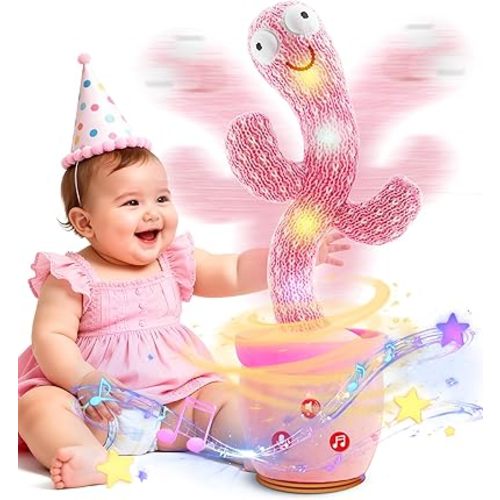Dancing Talking Cactus Toys for Toddler,Mimicking Cactus Toy for Baby Boys Girls Valentine Kids Gifts Easter Basket Stuffers with 120 English Songs,Adjustable Volume,Recording & Repeating