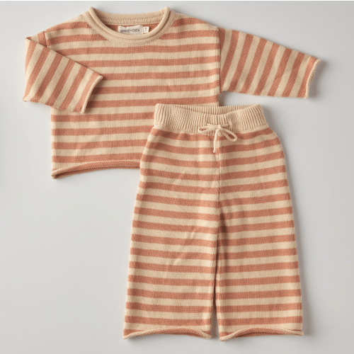 Quincy Knit Set in Vanilla Stripe – 0-6mos
