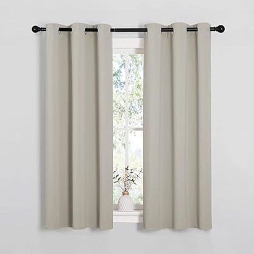 NICETOWN Room Darkening Draperies Window Curtain Panels, Thermal Insulated Grommet Room Darkening Curtains for Bedroom (Natural, 2 Panels, W34 x L54 -inch)