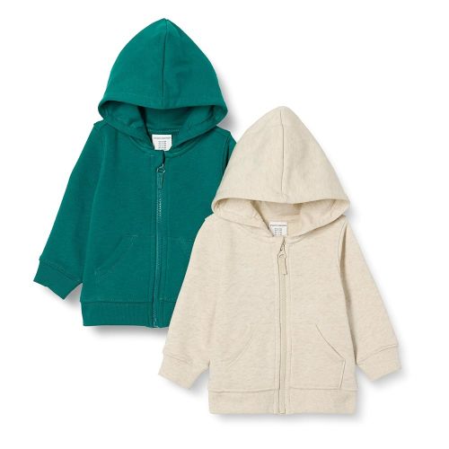 Amazon Essentials Unisex Toddlers and Babies' French Terry Zip-Up Hoodie, Multipacks