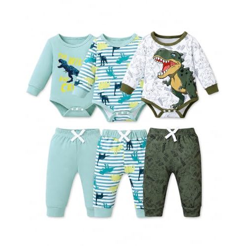 Jecson Baby Boy Clothe Baby Boy Outfits Soft Stretch Long Sleeve Set 0M-18M | Soft stretch baby boy clothes with breathable fabric, moisture wicking, shrink resistant design and fade resistant colors