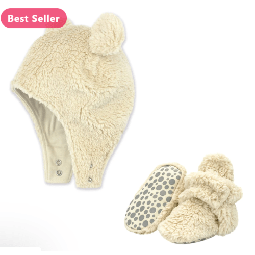 Furry Bootie and Furry Bear Hat Set - Oat – Zutano