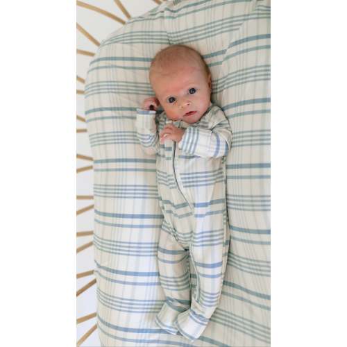 Infant Romper in Blue Plaid