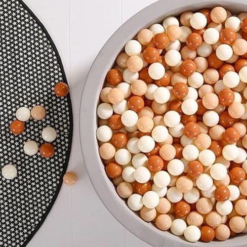 GOGOSO Cream Ball Pit Balls 100 Balls, 2.2 Inch Ball Pool Balls for Baby Fun Toys, Different Shaped for Toddler Ball Pit, Boys Girl Kids Birthday, Tent,Slides