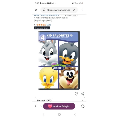 4 Kid Favorites: Baby Looney Tunes (Repackaged/DVD)