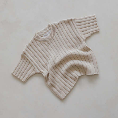 Ribbed Knit Tee - Sand