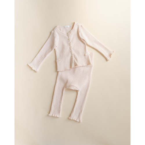 Slub Cardigan Set - Barely Pink