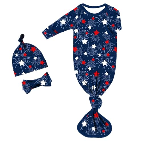 Yoofoss Baby Knotted Gowns 0-3 Months, Newborn Sleepers Hospital Coming Home Outfit for Photograph, Soft Breathable Comfort