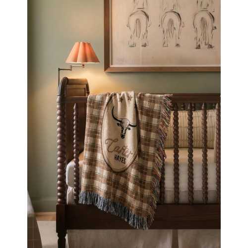 Personalized Western Plaid Cowboy Nursery Blanket