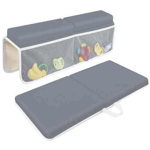 Bath Kneeler with Elbow Rest Pad Set, 1.5 inch Kneeling Pad Mat for Bathtub - Gray