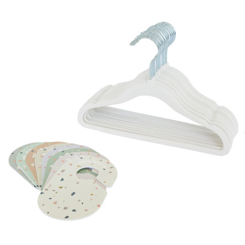 3 Sprouts - Baby Hangers in Cream - 15 pack & Closet Divider Set - Terrazzo | Wayfair