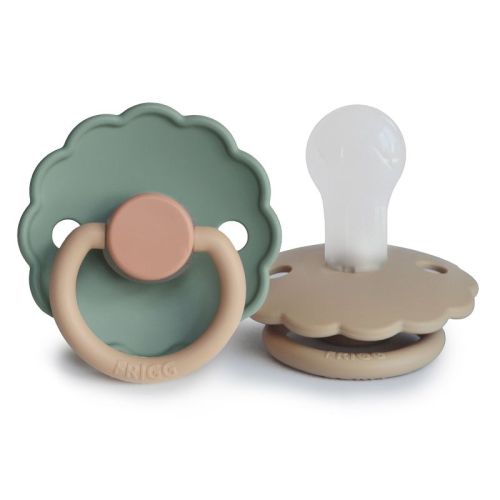 FRIGG Daisy Silicone Pacifier 2-Pack Willow/Croissant 0-6 months