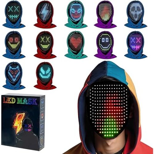 LED Mask with Gesture Sensing(50 Pattern Display) - The coolest gift for Halloween Christmas costume role play, children's birthday party