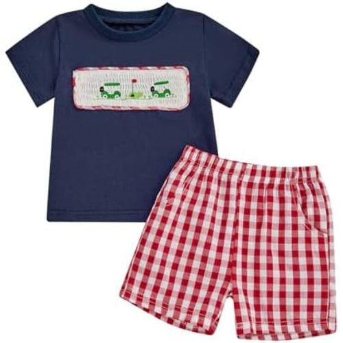Toddler Baby Boy Masters Golf Outfit Short Sleeve Funny Letter Print T Shirts + Shorts Set Infant Summer Clothes
