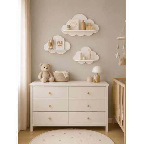 Set of 3 Cloud Wall Shelves, Wooden Montessori Wall Shelf, Nursery Wall Decor