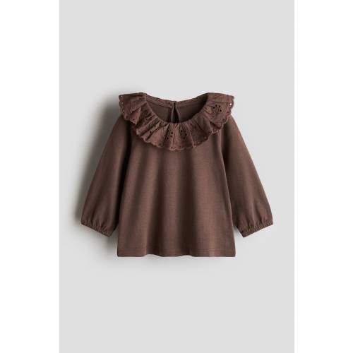 TOP WITH EYELET-EMBROIDERED COLLAR