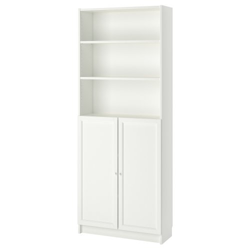 BILLY Bookcase with doors - white 31 1/2x11 3/4x79 1/2 "