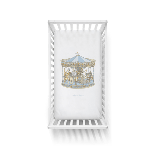 Crib Fitted Sheet - Carousel Blue