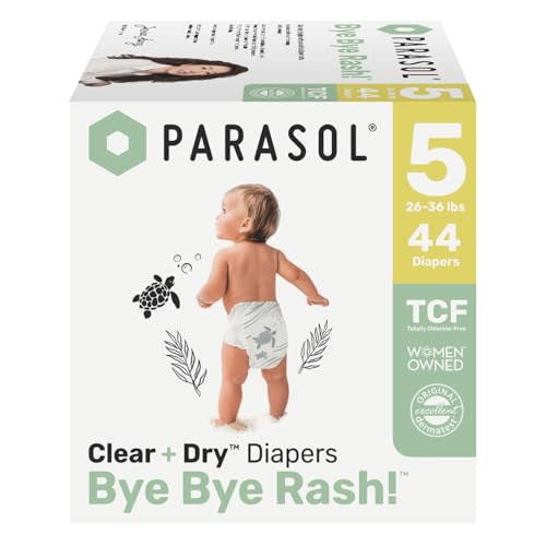 Parasol Clear+Dry Natural Disposable Diapers Size 5-44ct