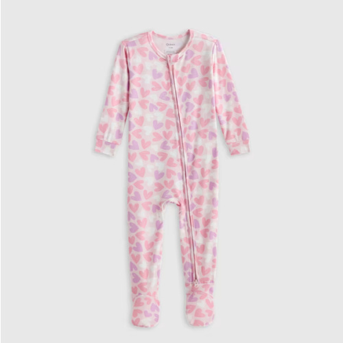 Bamboo Footie Pajama - Baby in Lavender Hearts
