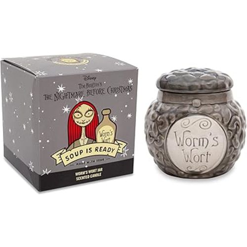 Disney The Nightmare Before Christmas Sally Worm's Wort Jar Ceramic Candle | Citrus Fragrance with 30-Hour Burn Time