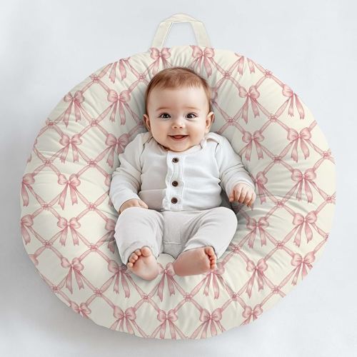 Cute Bows Flowers Floral Pattern Baby Lounger Cover, Unisex Bows Removable Infant Newborn Snug Fit Floorseat Sleeping Lounger Slipcover for Boys Girls Lounger Pillow, Cover Only